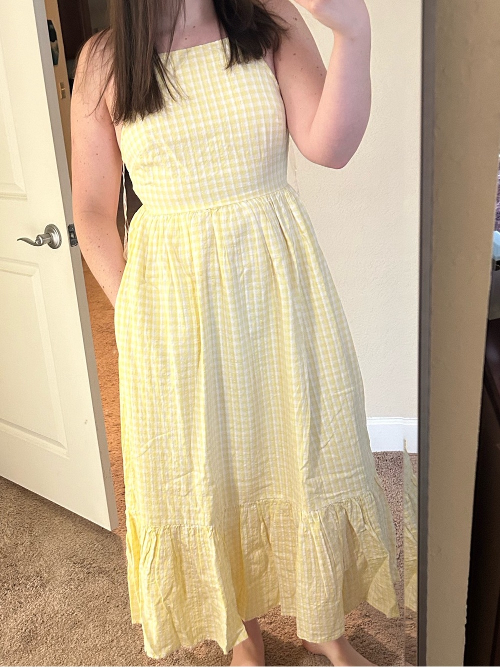 American Eagle Outfitters Pale Yellow Gingham Maxi Dress - Picture 4 of 5